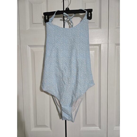 Walkonbeach xl women's light blue polka dot one piece swimsuit new with tags - Picture 1 of 8